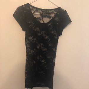 Black lace floral shirt